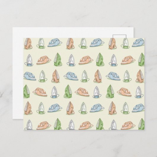 Carte Postale Motif de repassage de blanchisserie en fer (Devant / Derrière)