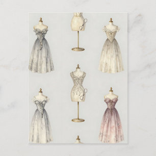 Carte Postale Motif de robe de bal sur mannequin vintage