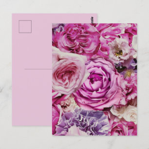 Carte Postale Motif de Rose de Lavande rose blanc