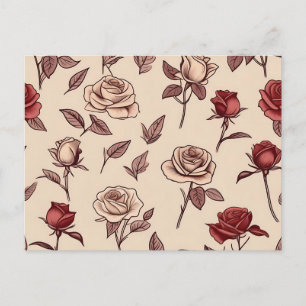 Carte Postale Motif de Rose Rustique