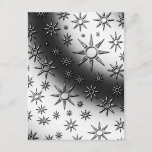 Carte Postale Motif de soleils noir et blanc