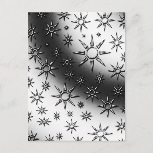 Carte Postale Motif de soleils noir et blanc (Devant)
