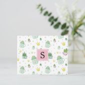 Carte Postale Motif De Succulents, Motif De Cactus, Monogramme (Debout devant)