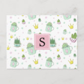 Carte Postale Motif De Succulents, Motif De Cactus, Monogramme (Devant)