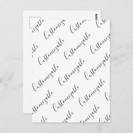 Carte Postale Motif de texte de script moderne modifiable | Noir (Devant / Derrière)