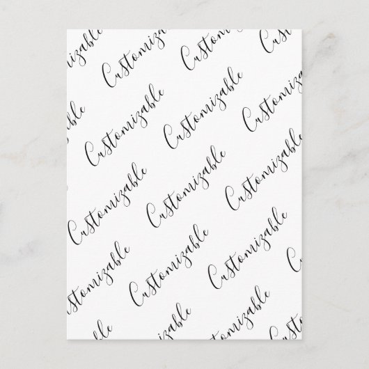 Carte Postale Motif de texte de script moderne modifiable | Noir (Devant)