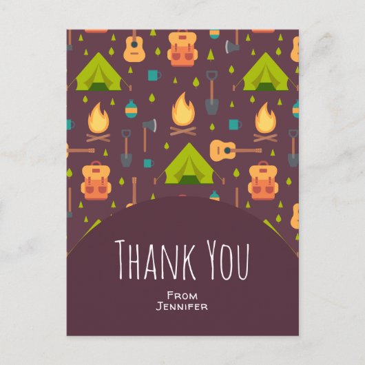 Carte Postale Motif de thème de camping mignon Merci (Devant)