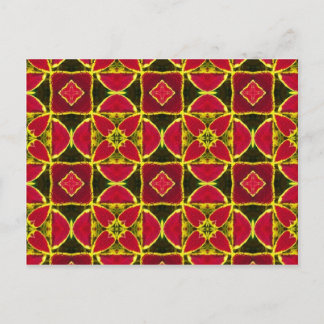 Carte Postale motif de tissu du folklore rouge-oriental