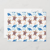 Carte Postale Motif de tortue de mer (Devant / Derrière)