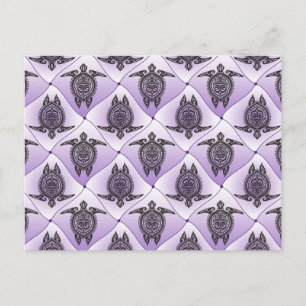 Carte Postale Motif de tortues de mer chamanique - violet