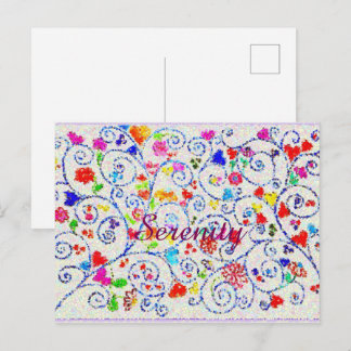Carte Postale Motif de tourbillon floral coloré dessiné à la mai