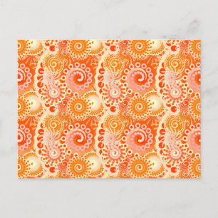 Carte Postale Motif de tourbillon fractal, nuances d'orange cora
