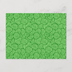 Carte Postale Motif de tourbillon japonais - vert pin et vert ci