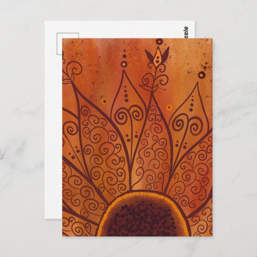 Carte Postale Motif de tournesol Abstrait (Devant / Derrière)