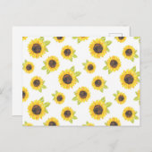 Carte Postale Motif de tournesol peint à la main (Devant / Derrière)