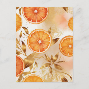 Carte Postale Motif de tranche d'orange dorée