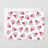 Carte Postale Motif de tranches de pastèque d'été mou (Devant / Derrière)