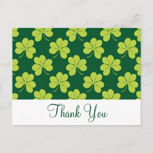 Carte Postale Motif de trèfle shamrock vert mignon Merci