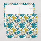 Carte Postale Motif de trèfle vert pour la Saint-Patrick (Devant / Derrière)