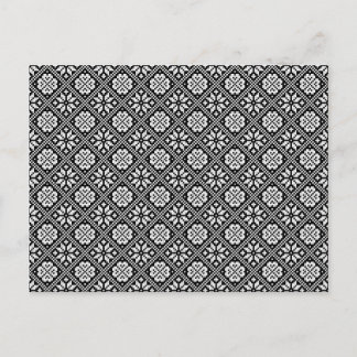 Carte Postale Motif de Tricot noir et blanc estonien