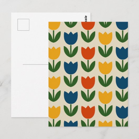Carte Postale Motif de tulipe coloré (Devant / Derrière)