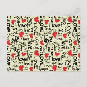 Carte Postale Motif de typographie Y2K Grunge Love