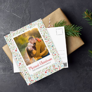 Carte Postale Motif de vacances de Noël floral Photo