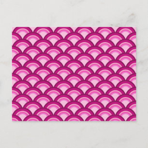 Carte Postale Motif de vague Art Déco - magenta et rose