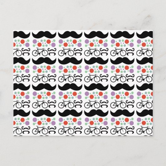 Carte Postale Motif de vélo à moustache rétro (Devant)