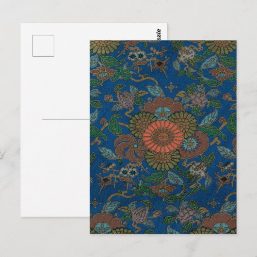 Carte Postale Motif de ventilateur bleu asiatique (Devant / Derrière)