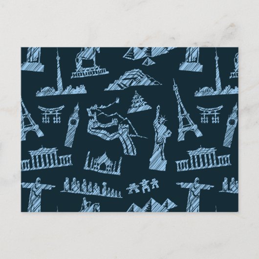 Carte Postale Motif De Voyage En Motif Blues (Devant)