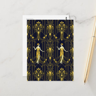 Carte Postale Motif décoratif doré et noir Gabsy