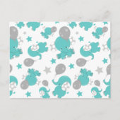 Carte Postale Motif d'éléphants bleus, éléphants mignons, étoile (Devant)