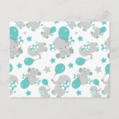 Carte Postale Motif d'éléphants, éléphants mignons - Gris bleu (Devant)