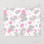 Carte Postale Motif d'éléphants, éléphants mignons - Rose gris (Devant)