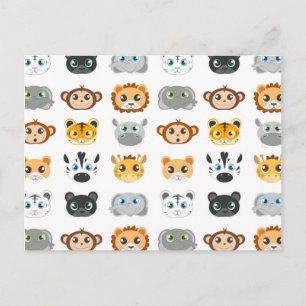 Carte Postale Motif des animaux de la jungle mignonne