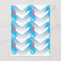 Motif Des Chevaux De Mer Et Des Vagues Bleues
