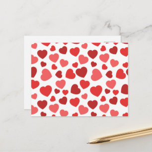 Carte Postale Motif Des Coeurs, Coeurs Rouges, Motif Des Coeurs