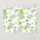 Carte Postale Motif Des Eléphants, Eléphants Mignons - Grey Vert (Devant)