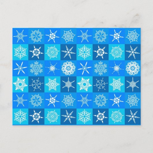 Carte Postale Motif des flocons bleus (Devant)