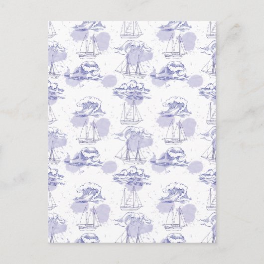 Carte Postale Motif des ondulations et des navires (Devant)