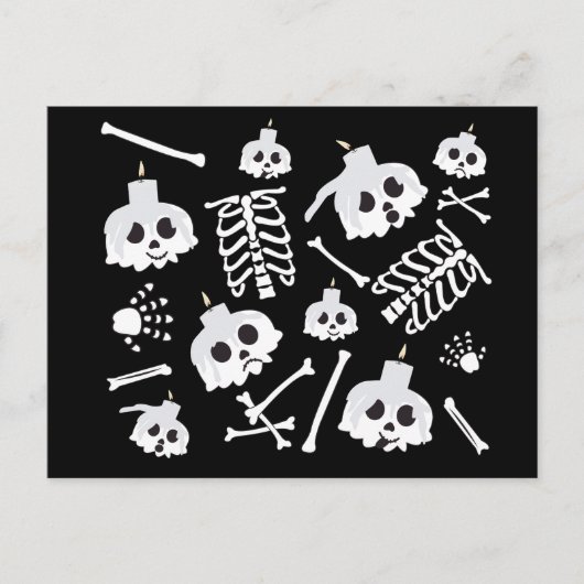 Carte Postale Motif des os crâniens de squelette d'Halloween (Devant)