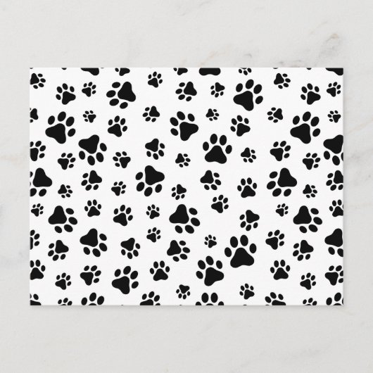 Carte Postale Motif des pattes, pattes de chien, noir et blanc (Devant)