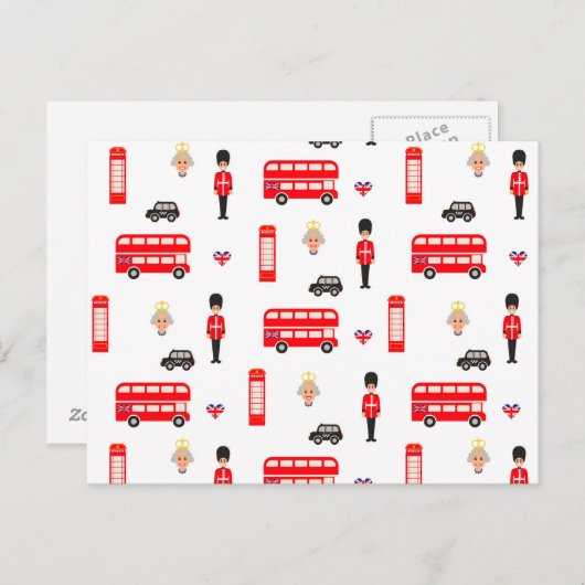 Carte Postale Motif des symboles anglais (Devant / Derrière)