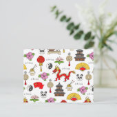 Carte Postale Motif des symboles chinois (Debout devant)