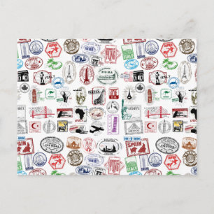 Carte Postale Motif des timbres de voyage