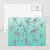 Carte Postale Motif des tortues de mer turquoise argentée (Devant / Derrière)