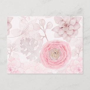 Carte Postale Motif d'été illustrant la réussite des fleurs rose