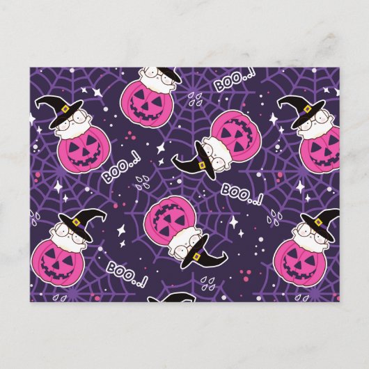 Carte Postale Motif d'Halloween avec des chats mignons et des ci (Devant)