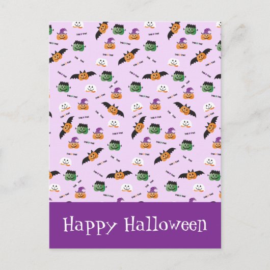 Carte Postale Motif d'Halloween Merci Citrouille pourpre (Devant)